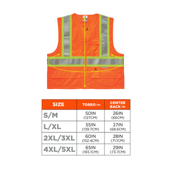 Ergodyne Glowear 8235ZX Chaleco de alta visibilidad 26183 - tamaño Pequeño/Mediano - Poliéster - Naranja de alta visibilidad - ANSI clase 2