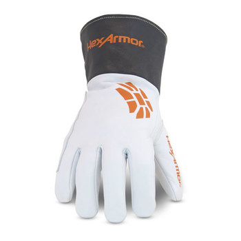 HexArmor Chrome SLT 4062 Blanco 8 Cuero de Piel de cabra Cuero/Aramida Piel de cabra Corte y Cosido Guantes resistentes a cortes - 4062 sz 8