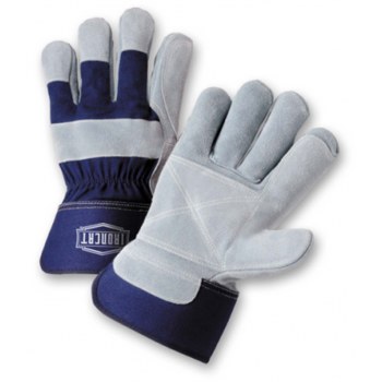 West Chester Azul/Blanco Grande Cuero Dividir Cuero vacuno Guante resistente al calor - Pulgar tipo ala - Longitud 10 pulg. - 662909-739438