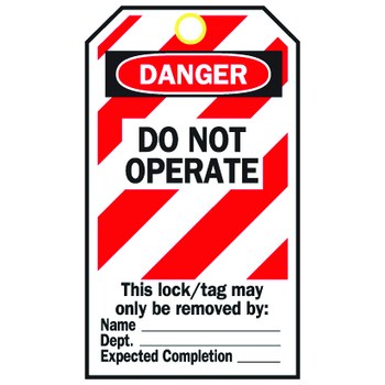 Imágen de Brady Negro/Rojo sobre blanco Autolaminados Poliéster 66064 Etiqueta de bloqueo/etiquetado (Imagen principal del producto)