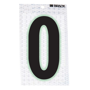 Imágen de Brady Negro sobre plateado Brillo en la oscuridad, Reflectante Interior/exterior Carta 3020-O Etiqueta en forma de letra (Imagen principal del producto)