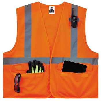 Ergodyne Glowear 8225HL Chaleco de alta visibilidad 21175 - tamaño Grande/XG - Poliéster - Naranja de alta visibilidad - ANSI clase 2