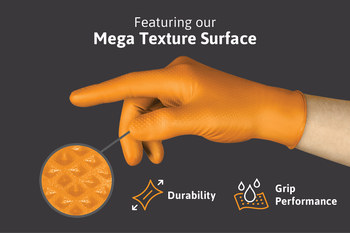 Ansell MICROFLEX Mega Texture Naranja de alta vis. 2XG Nitrilo No compatible Guantes desechables - acabado Con textura - Longitud 9.45 pulg. - 076490-63881