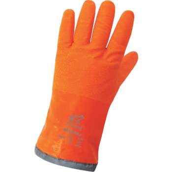 Global Glove FrogWear 8450 Naranja de alta vis. Grande Nitrilo Guantes resistentes a productos químicos - acabado Chorro de arena - Longitud 12 pulg. - 816679-01097