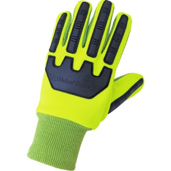 Global Glove Cotton Corded with Impact Protection Verde Talla única Algodón/Poliéster Guantes de trabajo - c19gcpb