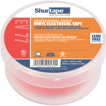 Shurtape Rojo Cinta eléctrica - 3/4 pulg. Anchura x 66 pies Longitud - 7.0 mil Espesor - shurtape 104700