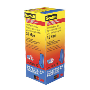 3M Scotch 35-BLUE-3/4 Blue PVC Insulating Tape - 3/4 in x 66 ft - 0.75 in Wide - 7 mil Thick - 10836