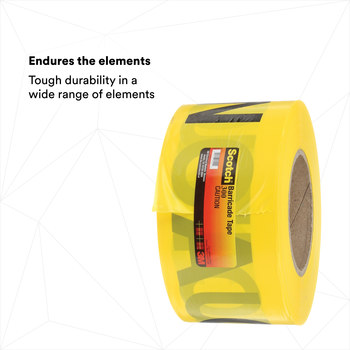 3M Scotch 300 Yellow Warning Tape - Pattern/Text = CAUTION - 3 in Width x 1000 ft Length - 2 mil Thick - 53042