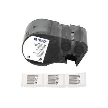 Brady CleanLift M5-103-498 Etiquetas multiuso reposicionables - 1 pulg. x 1.25 pulg. - Vinilo - Negro sobre blanco - B-498