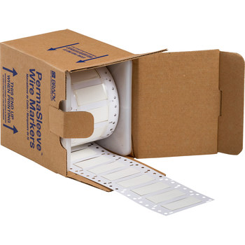 Imágen de Brady Permasleeve Blanco Termocontraíble, Autoextinguible Transferencia térmica 3PS-500-2-WT-SC-2 Manga para impresora de transferencia térmica troquelada (Imagen principal del producto)