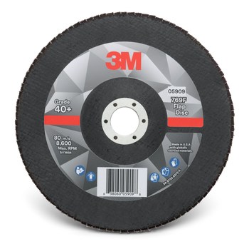 3M 769F Tipo 27 Recubierto Óxido de aluminio cerámico Disco de Aletas - Diámetro 7 pulg. - Agujero Central 7/8 pulg. - 05909