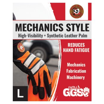 Global Glove Hot Rod h9000VIS Negro/Naranja/Blanco Grande Cuero sintético Cuero sintético Guantes de trabajo - hr9000vis lg