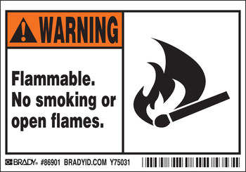 Imágen de Brady Negro/Naranja sobre blanco Etiqueta de peligro de incendio (Imagen principal del producto)