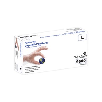 Global Glove Transparente Pequeño HDPE Guantes desechables - Grado Industrial - acabado Grabado en relieve - Longitud 11 pulg. - 810033-29322
