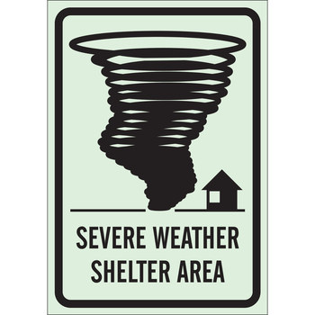 Imágen de Brady BradyGlo B-324 Poliéster Rectángulo Verde Inglés Cartel de refugio para tornado y clima severo 90550 (Imagen principal del producto)