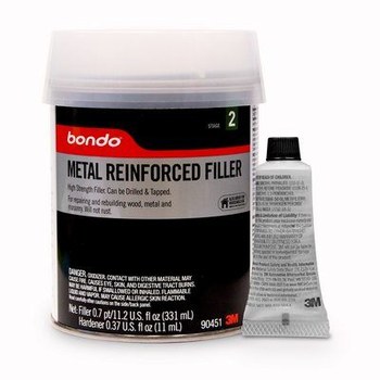 3M Bondo 90451 Base y acelerador (B/A) Rellenador Metalizado Masilla 0.7 pt Lata Relleno de 11.2 fl. oz, Endurecedor de 0.37 fl. oz
