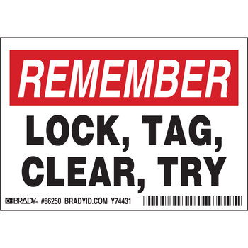 Imágen de Brady Negro/Rojo sobre blanco Rectángulo Laminado Poliéster 86250 Etiqueta de bloqueo/etiquetado (Imagen principal del producto)