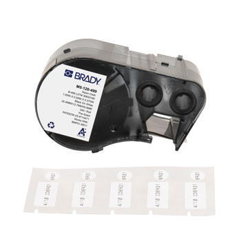 Brady M5-120-499 Etiquetas adhesivas multiuso agresivas - 1 pulg. x 0.5 pulg. - Nailon - Negro sobre blanco - B-499