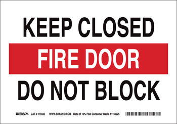 Imágen de Brady B-563 Polipropileno de alta densidad Rectángulo Blanco Inglés Cartel de salida de incendios 116096 (Imagen principal del producto)