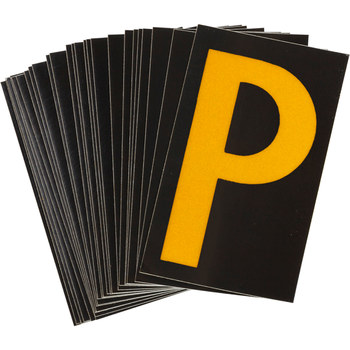 Imágen de Brady Bradylite Amarillo sobre negro Reflectante Exterior Carta 5000-P Etiqueta en forma de letra (Imagen principal del producto)