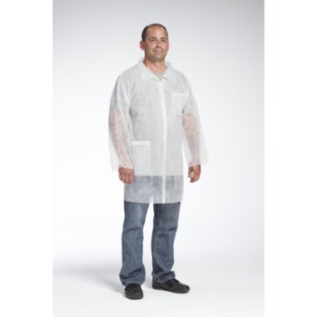 Imágen de West Chester 3514 Blanco Grande Polipropileno Bata de laboratorio reutilizable para trabajo y uso general (Imagen principal del producto)