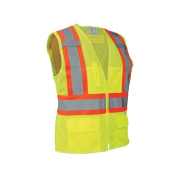Global Glove FrogWear GLO-W0037 Chaleco de alta visibilidad GLO-W0037 LG - tamaño Grande - Poliéster - Amarillo/verde reflectante - ANSI clase 2 - glo-w0037 lg
