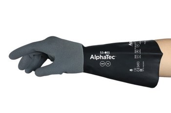 Ansell AlphaTec ANSELL GRIP™ 53-001 Negro 9 Neopreno Apoyado Guantes resistentes a productos químicos - acabado Áspero - Longitud 13 pulg. - 076490-09721