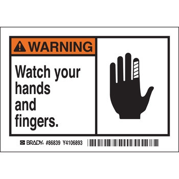 Imágen de Brady Negro/Naranja sobre blanco Laminado Poliéster 86839 Etiqueta de seguridad del equipo (Imagen principal del producto)