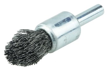Weiler Acero Cepillo de copa - Accesorio Eje - Diámetro 1/2 pulg. - Diámetro de la cerda 0.010 pulg. - Estilo del cepillo: dilatación controlada - 10301