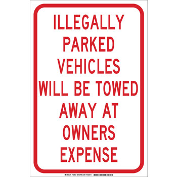 Imágen de Brady B-555 Aluminio Rectángulo Blanco Inglés Cartel de información, restricción y permiso de estacionamiento 129621 (Imagen principal del producto)