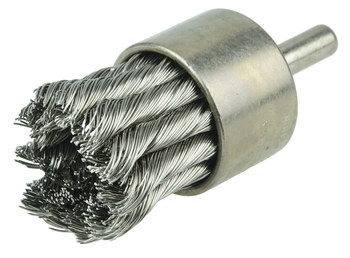Weiler Acero inoxidable Cepillo de copa - Accesorio Eje - Diámetro 1-1/8 pulg. - Diámetro de la cerda 0.020 pulg. - 10393