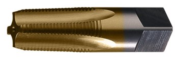 Cleveland 965 3/8-18 NPT Gancho mediano Macho cónico de tubería - 4 Flauta(s) - Acabado TiN - Acero de alta velocidad - Longitud Total 2.5625 pulg. - C56704