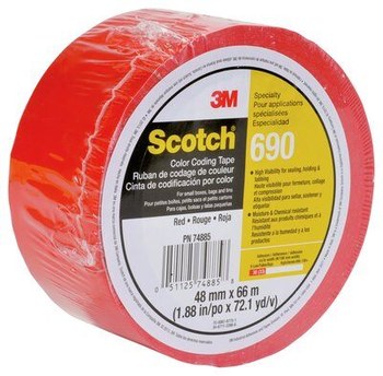 3M Scotch 690 Rojo Bolsa de codificación de color/cinta de embalaje - 48 mm Anchura x 66 m Longitud - 2.3 mil Espesor - 74885