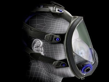 3M Ultimate FX FF-400 FF-403 Respirador de máscara de careta completa 89424 - tamaño Grande - Negro/Azul - Silicón - 6 puntos suspensión