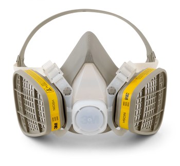 3M Serie 5000 5203 Respirador de careta de media máscara 21573 - tamaño Mediano - Amarillo - Elastómero termoplástico - 4 puntos suspensión