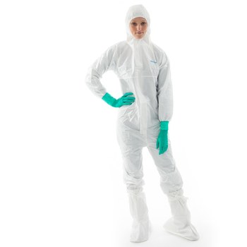 Ansell BIOCLEAN-D Mono estéril con capucha para sala limpia S-BDCHT-M - tamaño Mediano - Polietileno/polipropileno - Clase 10/ISO Clase 4 y EU GMP Grado A/B y otras salas blancas estériles - Blanco - 09155
