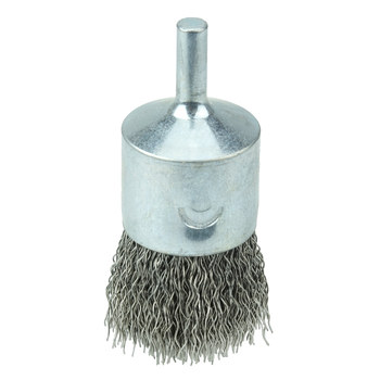 Weiler Acero inoxidable Cepillo de copa - Accesorio Vástago sin rosca - Diámetro 1 pulg. - Diámetro de la cerda 0.020 pulg. - Material de la copa: estándar - 10024