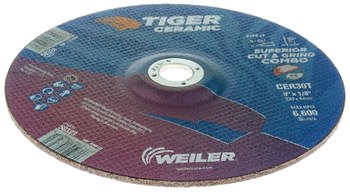 Weiler Tiger Ceramic Disco de corte y esmerilado 58323 - 9 pulg. - Cerámico - 30 - T