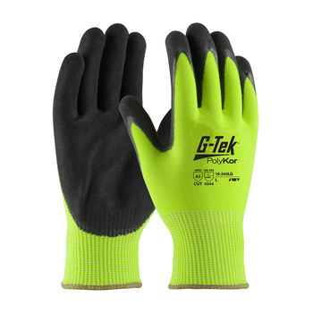 PIP G-Tek PolyKor 16-340LG Negro/Lima de alta visibilidad Mediano Vidrio/HPPE Guantes resistentes a cortes - Longitud 9.7 pulg. - 616314-30694