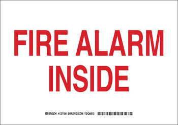 Imágen de Brady B-401 Poliesterino de alto impacto Rectángulo Blanco Inglés Cartel de alarma de incendios 127192 (Imagen principal del producto)