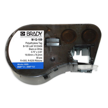 Imágen de Brady Negro sobre blanco Transferencia térmica M-12-109 Cartucho para impresora de transferencia térmica troquelado (Imagen principal del producto)