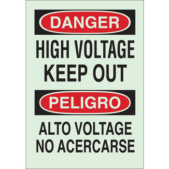 Imágen de Brady Bradyglo B-324 Poliéster Rectángulo Inglés/Español Cartel de seguridad eléctrica 90147 (Imagen principal del producto)