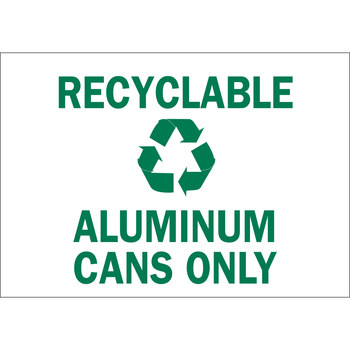 Imágen de Brady B-555 Aluminio Rectángulo Blanco Inglés Letrero de reciclaje 41959 (Imagen principal del producto)