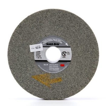 3M Scotch-Brite Convoluto Carburo de silicio Duro Rueda de desbaste - Fina grado - Accesorio Eje - Diámetro 6 pulg. - Agujero Central 1 pulg. - Grosor 1 pulg. - 60315