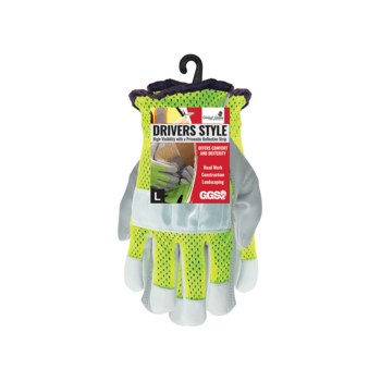Global Glove 3100GHV Amarillo/verde reflectante Grande Cuero Piel de cabra Cuero Guante para conductor - 3100ghv lg