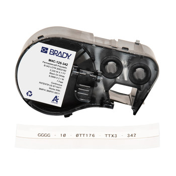 Brady PermaSleeve M4C-125-342 Tubo termocontraíble - 7 pies - Poliolefina - Negro sobre blanco