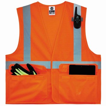 Ergodyne Glowear 8220HL Chaleco de alta visibilidad 21135 - tamaño Grande/XG - Poliéster - Naranja de alta visibilidad - ANSI clase 2