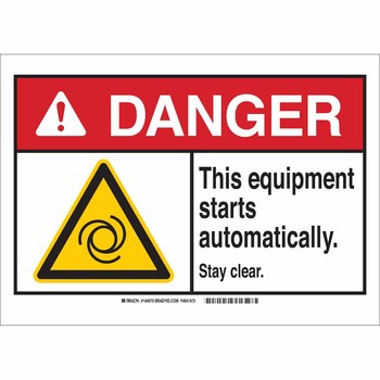 Imágen de Brady B-120 Fibra de vidrio Rectángulo Blanco Inglés Cartel de seguridad de maquinaria 144074 (Imagen principal del producto)