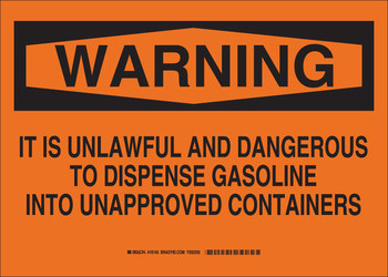 Imágen de Brady B-555 Aluminio Rectángulo Naranja Inglés Señal de almacenamiento de productos químicos 16145 (Imagen principal del producto)