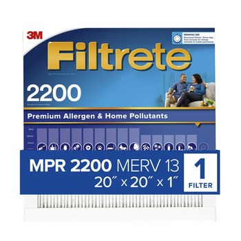 3M Filtrete Alérgenos y contaminantes domésticos de primera calidad 20 pulg. x 20 pulg. x 1 pulg. EA02-4 MERV 13, 2200 MPR Filtro de aire - 90122